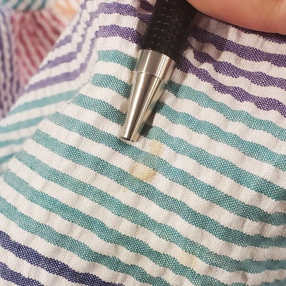 Vintage Rainbow Striped Housecoat Robe Thin Pearl Snap Long Duster Textured S/M - Picture 12 of 12